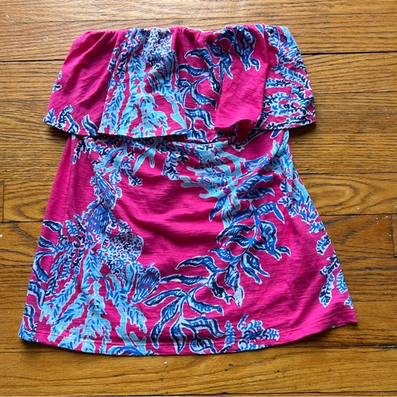 Lilly Pulitzer Pink Samba Ruffle tube top size small - Picture 4 of 8